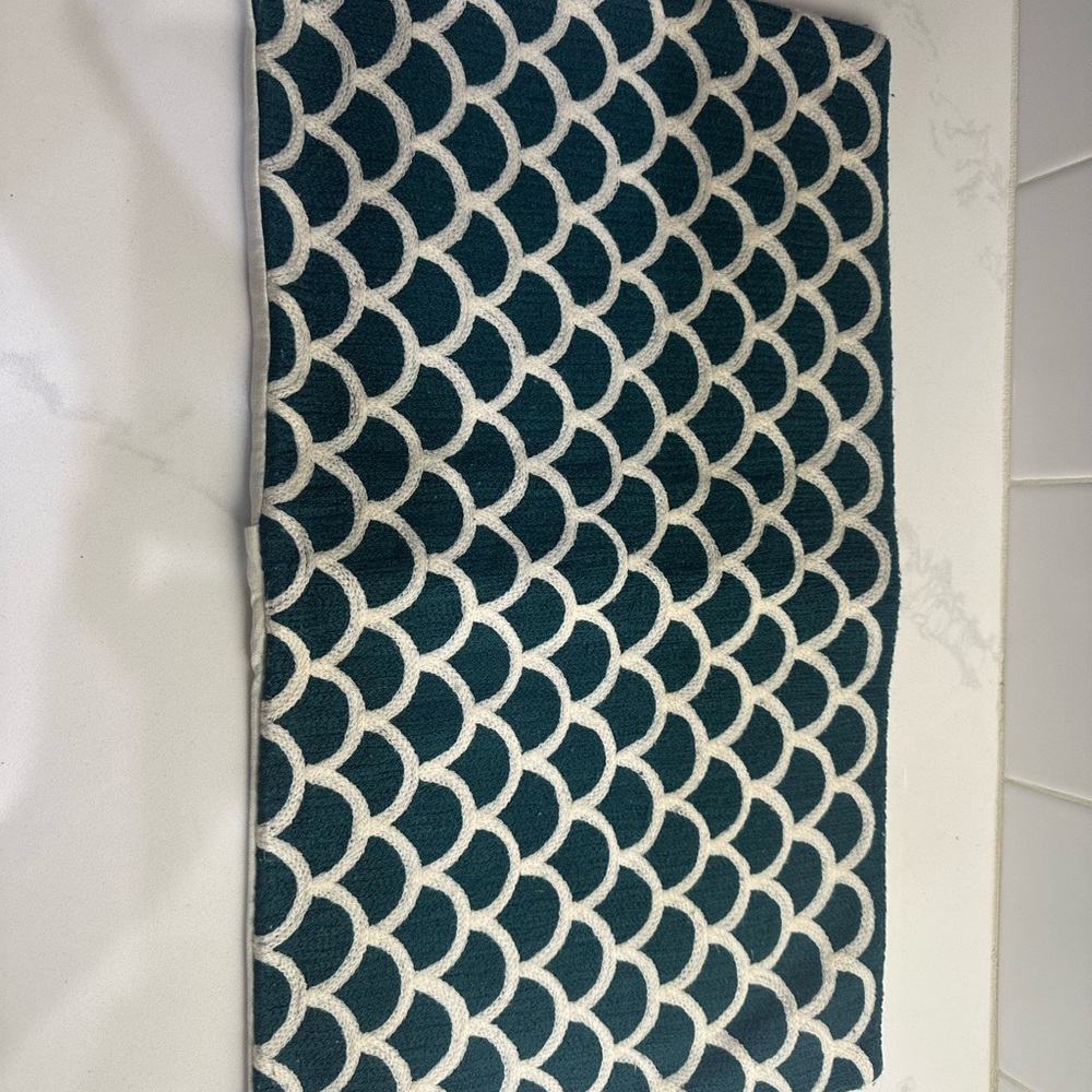 West Elm Dark Teal and Cream Pillow Cover